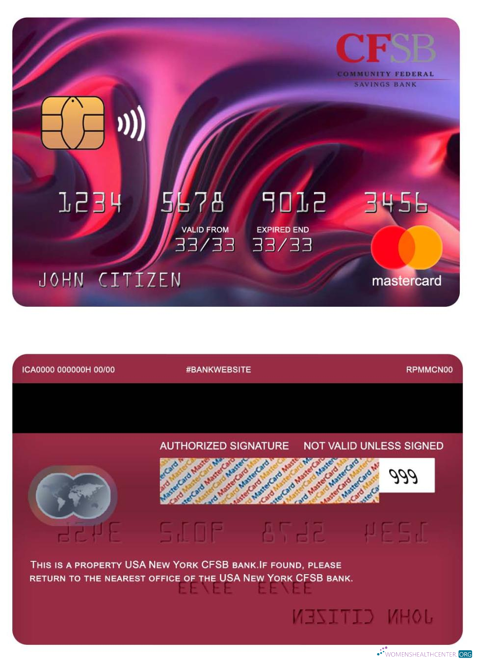 Download USA New York CFSB bank mastercard Photoshop template